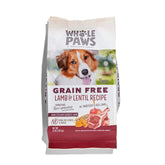 Croquettes Whole Paws agneau et lentilles pour chien, formule complète sans céréales.