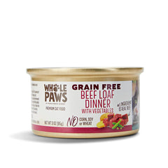 Whole Paws boeuf loaf dîner avec légumes, repas humide sans céréales, goût riche
