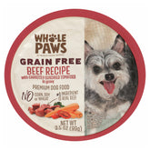 Whole Paws étiquette conserve boeuf sans cereales, idée repas quotidien pour chien.