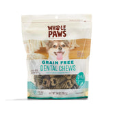 Friandises dentaires Whole Paws sans céréales, emballage pratique pour l'hygiène dentaire quotidienne.