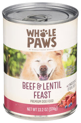 Whole Paws – texture riche de bœuf et lentilles, idéal pour stimuler l'appétit du chien.