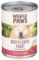 Whole Paws – texture riche de bœuf et lentilles, idéal pour stimuler l'appétit du chien.