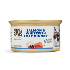 Whole Paws Saumon et Églefin – terrine humide, dîner savoureux pour chat, pratique et appétissant.