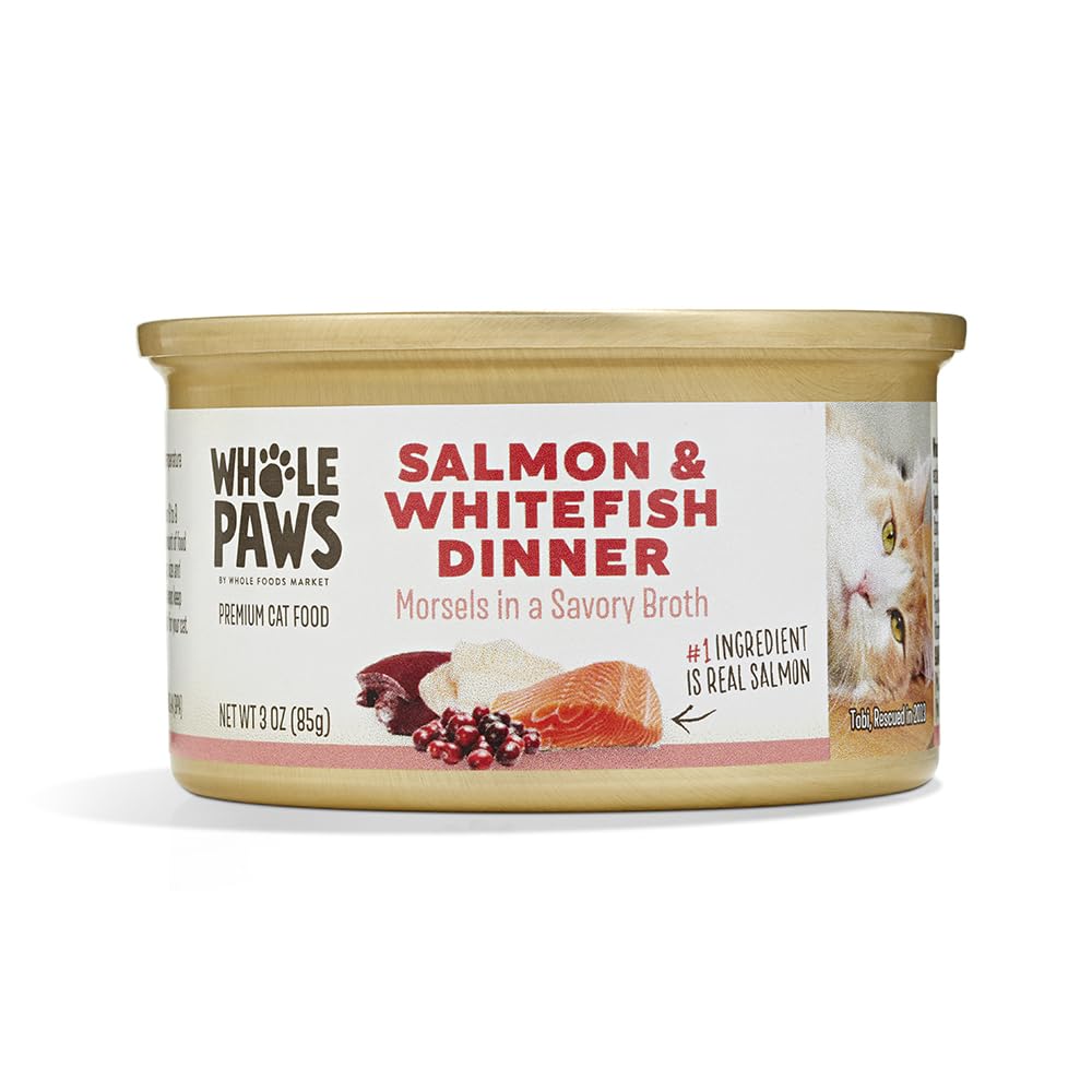 Whole Paws: saumon et poisson blanc en bouillon, portion unique pratique pour chat