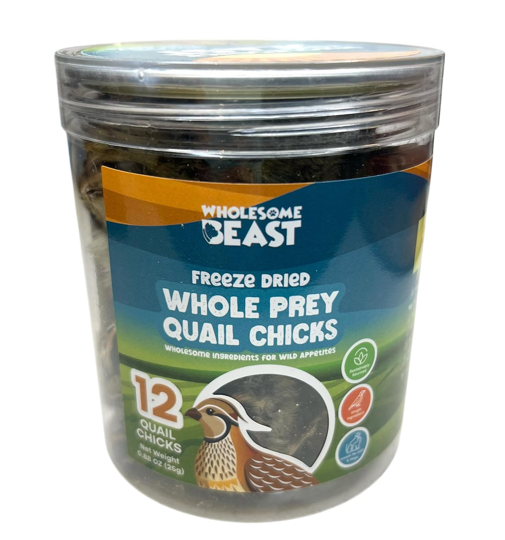 Wholesome Beast cailles entieres proie: friandise naturelle stimulant la digestion et le plaisir.