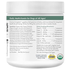 Wholistic Pet Organics Canine Complete – probiotiques intégrés soutenant la digestion en douceur.