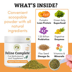 Wholistic Pet Organics chat-probiotiques-poudre: équilibre intestinal potentiel