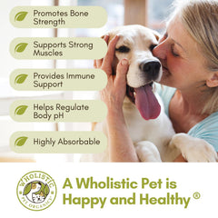 Wholistic Pet Organics Pure Powder Calcium – Cuillère-doseuse pratique, facile à ajouter au repas.