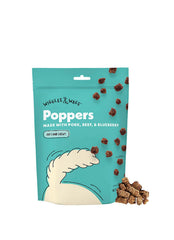 Wiggles & Wags Poppers porcela-bœuf-myrtille, sachet 8 oz pratique pour l'entraînement