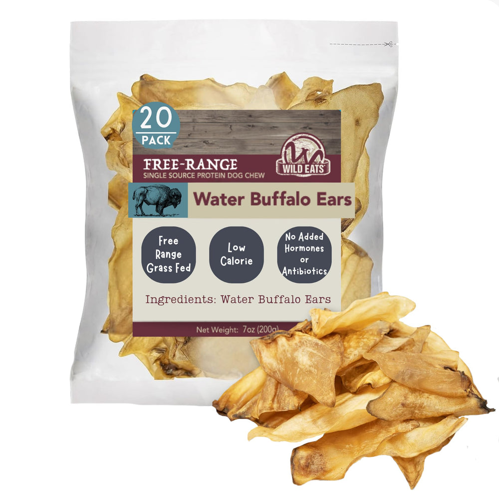 Wild Eats Oreille de buffle d eau: friandise naturelle et durable pour chien.