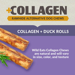 Pack Wild Eats de 4 rouleaux joues canard, pratique pour chiens de taille moyenne.