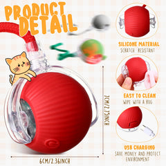 WinnerWhy Balle chat interactive gris, passe facilement sous les meubles pour des jeux variés.