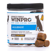 WINPRO Allergy Chews — bouteille avec friandises molles, soutien potentiel de la peau du chien.
