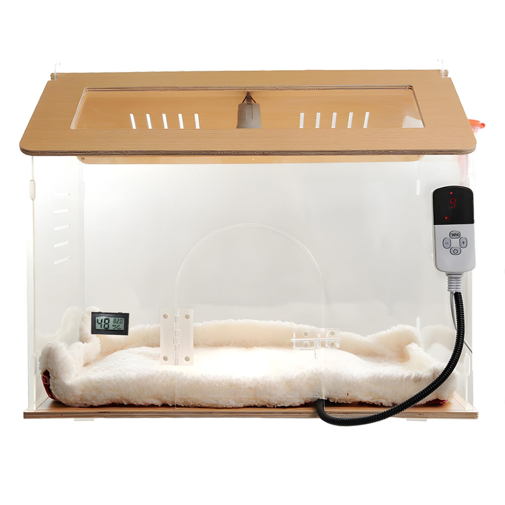 WIONBE incubateur animaux transparent avec chauffage sûr pour chiots et chatons.