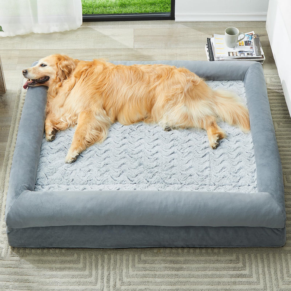 WNPETHOME grand lit chien avec dossier velours pour repos sécurisant