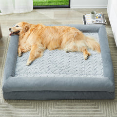 WNPETHOME grand lit chien avec dossier velours pour repos sécurisant