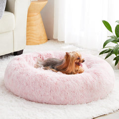 WNPETHOME lit donut rose clair, vue d’ensemble pour un repos apaisé et confortable.