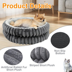 Wn's Day lit donut chat lavable gris – repos douillet pour chats.