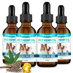Huile Camling de Woyamay dans sa bouteille, soutien potentiel pour animaux relaxés.