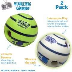Wobble Wag Giggle balle lumineuse pour jeux nocturnes et visuels.