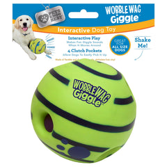 Boule Wobble Wag Giggle en présentation, stimulant activité mentale et physique.