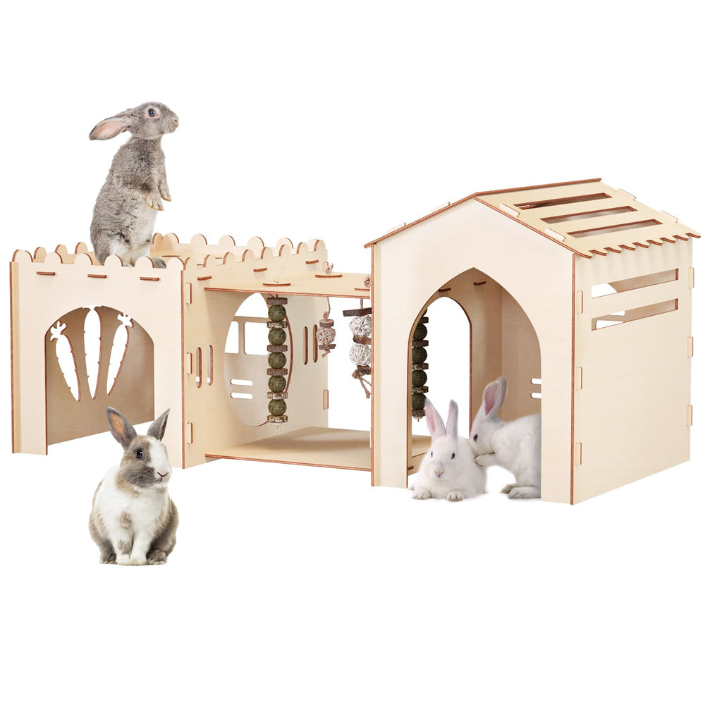 Woiworco extralarge château lapins, vue d'ensemble, espace spacieux et sûr.