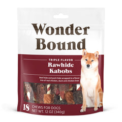 Wonder Bound kabobs-crues-poulet, emballage prêt à l’emploi, friandise durable pour chien.