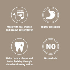 Texture soyeuse des batons poulet enrobe beurre cacahuète prête à mâcher
