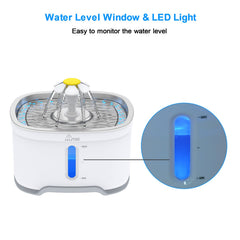 Wonder Creature fontaine chat acier inox — système de filtration charbon et pré-filtre pour eau propre.