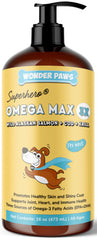 Flacon Wonder Paws Huile Poisson pour chien, ajout facile au repas.