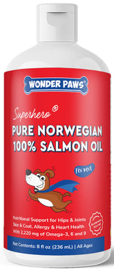Wonder Paws huile saumon pour chien – bouteille pompe pratique pour nourrir quotidiennement.