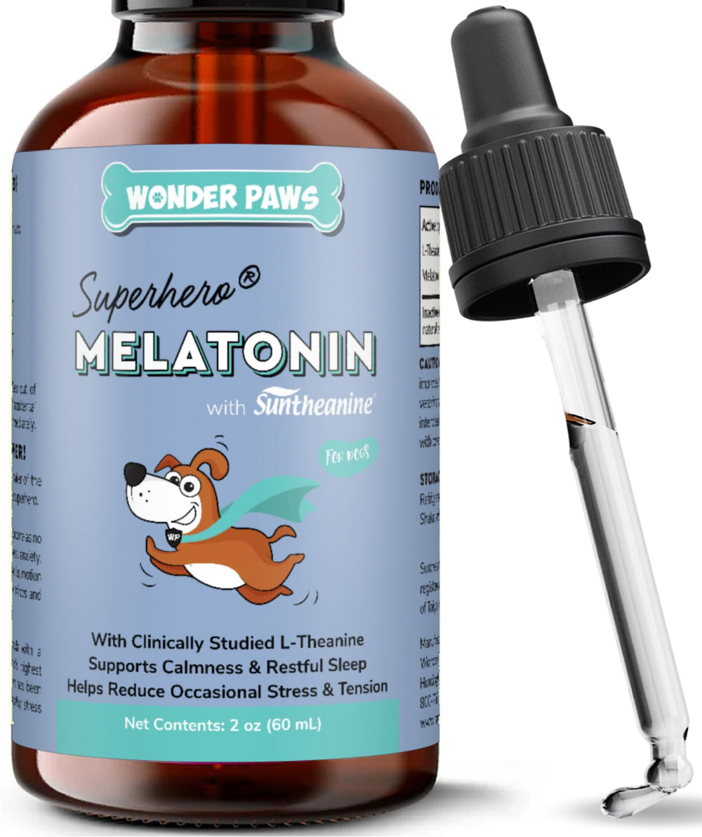 Wonder Paws Mélatonine chien – flacon pipette: soutien calme et sommeil.