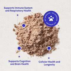 Wonder Paws neuf champignons bio, formulation riche et équilibrée pour chiens.