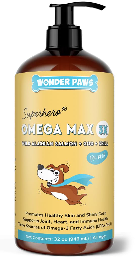 Wonder Paws Omega Max 3x flacon pompe, dosage facile pour chien