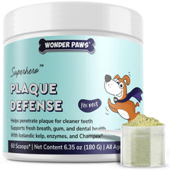 Wonder Paws Poudre Dentaire pour chien – flacon-doseur pratique pour l’hygiène dentaire.