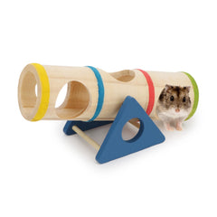 Jouet Wontee balancier-tunnel en bois pour hamster nain, stimule l’agilité.