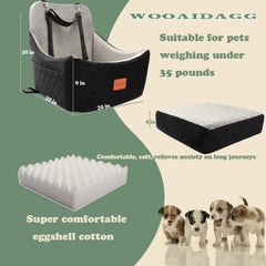 Wooaidagg siège-auto chien tissu doux pour réduire l’anxiété lors des trajets