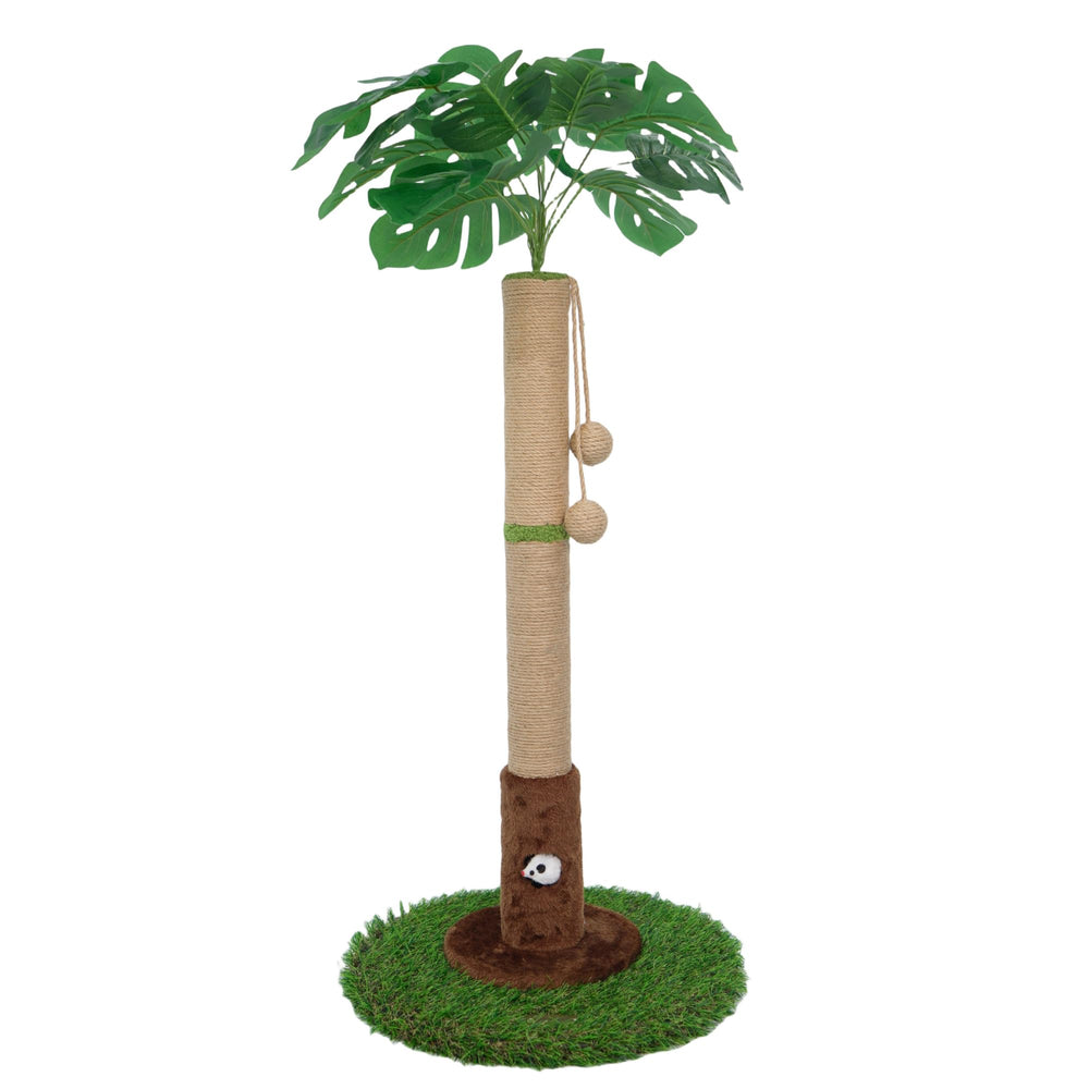 Woochpet post grattant chat arbre-palme 3D; stimulation des griffes et décor exotique.