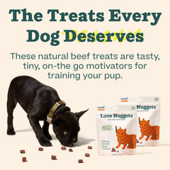 Love Nuggets WOOF format petit, parfait pour des friandises en déplacement.