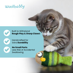 Jouet Woolbuddy poisson feutré sans catnip, sécurité et plaisir