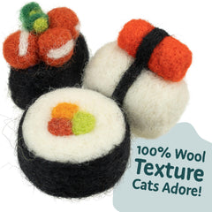 Texture-laine Woolbuddy Sushi Chat pour sauts et mordillement doux