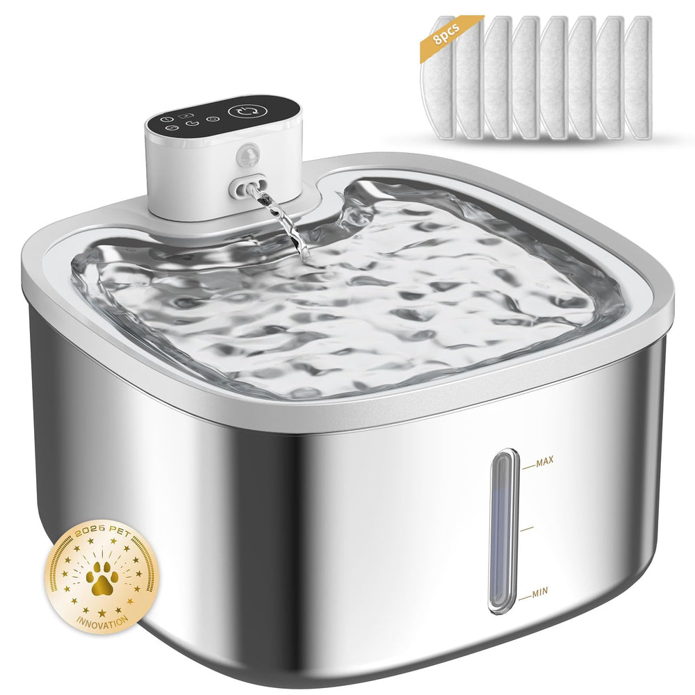 Woqucute fontaine chat acier inox, réservoir 3,5L pour hydratation continue