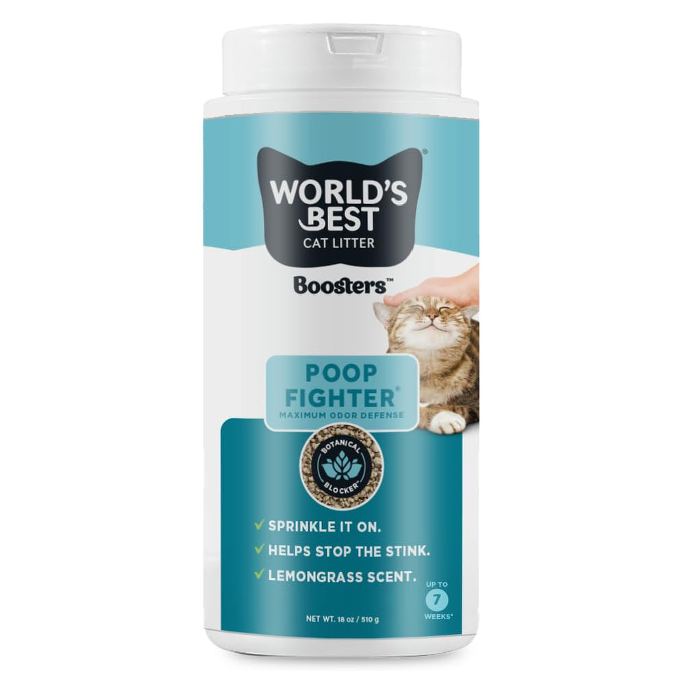 Bouteille Poop Fighter World's Best Cat Litter, réduction des odeurs dans le bac à litière.