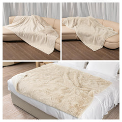 Wowchine couverture crème avec dessous sherpa, offre chaleur douce pour votre animal.