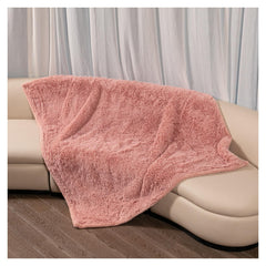Wowchine grand plaid rose fourrure, parfait comme housse de lit ou protection canapé.