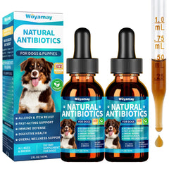 Woyamay antibiotiques chiens, flacon, soutien immunitaire naturel.