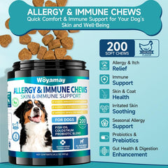 Woyamay – chien heureux avec gommes, utilisation simple.
