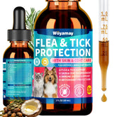 Woyamay defense puces et tiques - bouteille avec pipette, prévention naturelle des parasites.