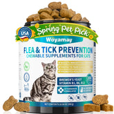 Woyamay traitement puces chat-chewables, administration facile et goût poulet.