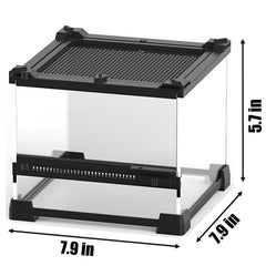 Terrarium Woyrise en verre 8x8x5, ventilation supérieure et inférieure, flux d'air constant.